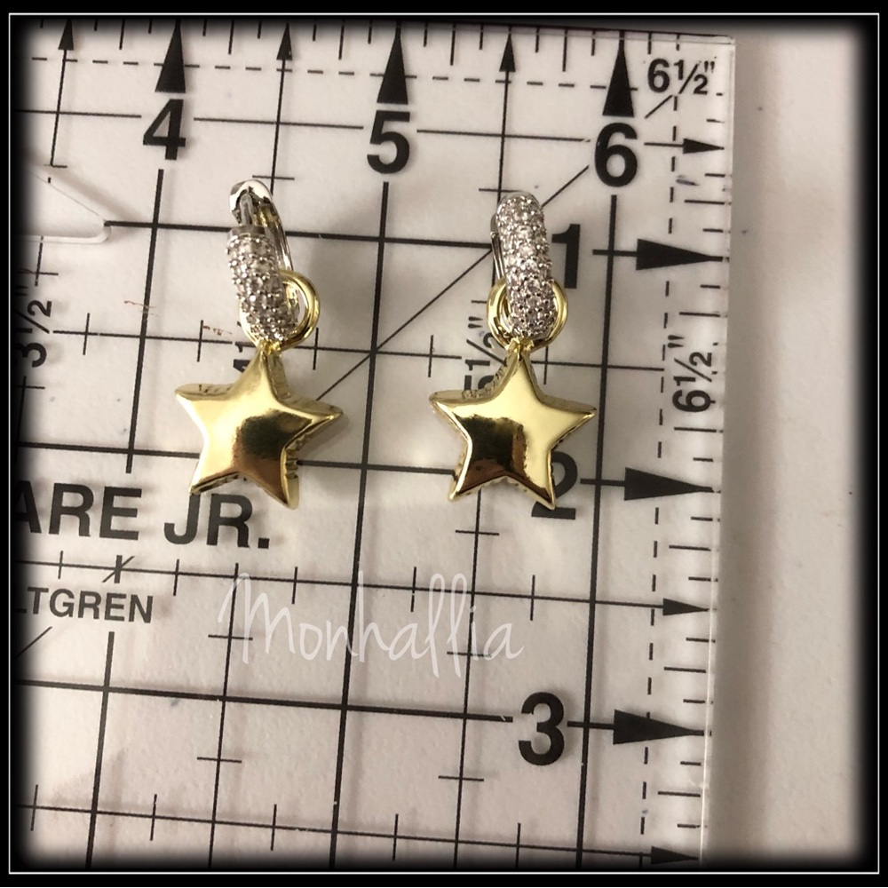 Clearance! NEW GOLD SILVER STATEMENT PUFFY STAR CHUNKY HUGGIE EARRINGS - Picture 6 of 6